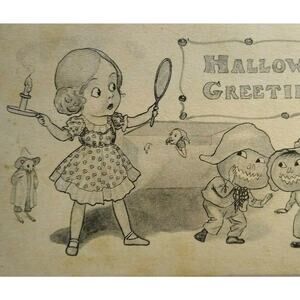 Halloween Postcard Goblins Mouse Fireman Barton Spooner S 601 Boonville Indiana